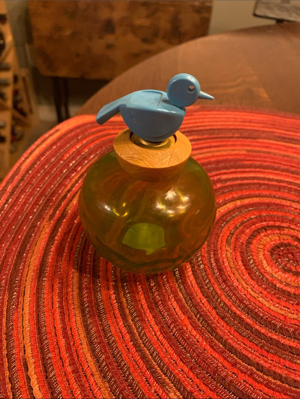 Avon Blue Bird Topper Green Glass Perfume Bottle